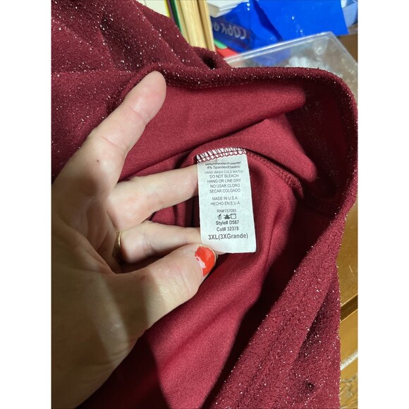 NEW Perfectly Priscilla Cold Shoulder Boutique Dress Size 3XL Red Sparkle - Picture 11 of 11